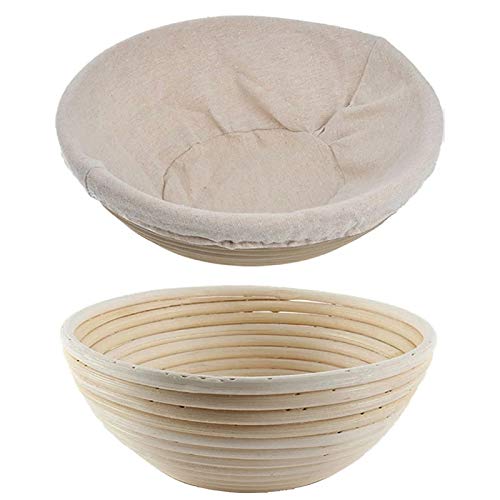 Round & Oval Banneton Proofing Basket - 25x15x8cm Rattan Bread Baking Basket with Linen Liner for Sourdough, Artisan Bread & Pastry Dough Fermentation - Perfect for Home Bakers & Professional Bakeries