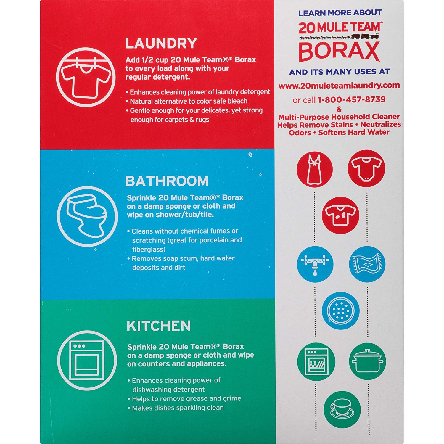 Borax Laundry Booster 65oz (8-Pack) | Natural Stain Remover & Odor Eliminator for Clothes, Towels & Bedding – Perfect for Laundry, Cleaning & DIY Projects