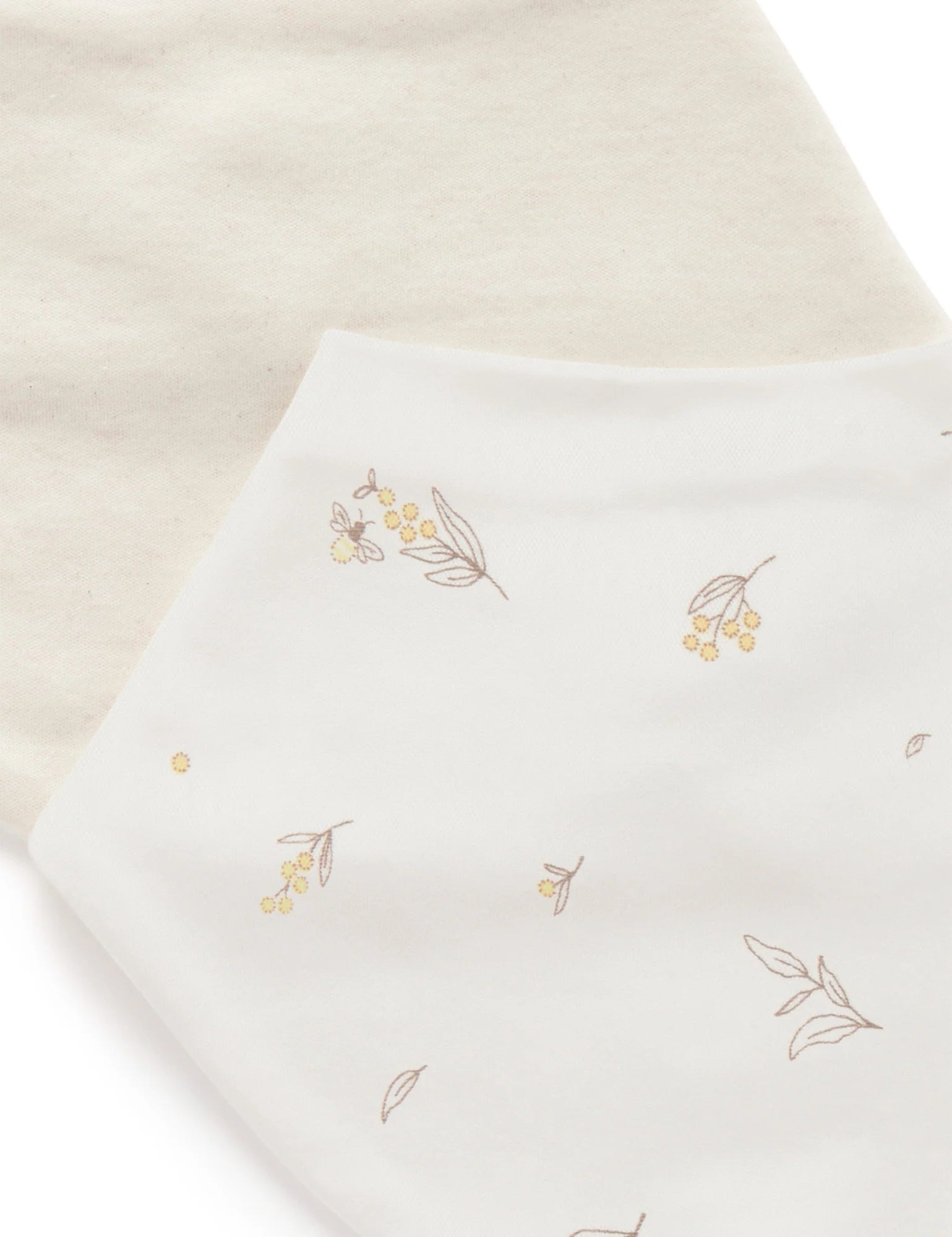 Purebaby Dribble Bibs 2 Pack - Soft Organic Cotton Baby Drool Bibs for Newborns & Infants - Wattle Bee Design - Perfect for Feeding, Teething & Messy Playtime