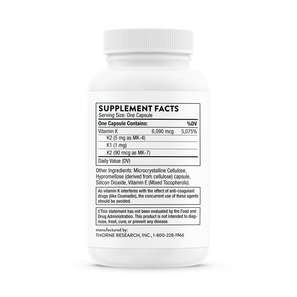 Thorne Vitamin K (K171) Supplement - Supports Bone & Heart Health - Vegan, Non-GMO - for Daily Wellness & Immune Support