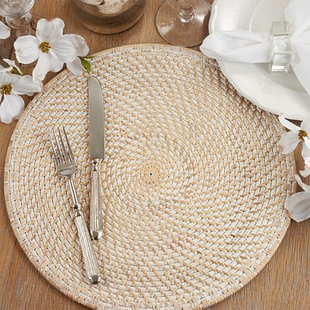 Premium Hand-Woven Rattan Placemats Set of 4 - 15