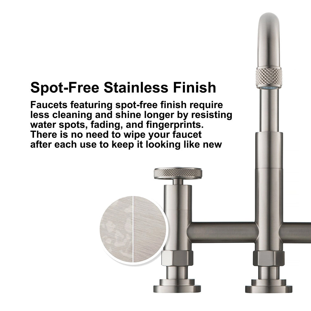 Premium Knurled Bridge Kitchen Faucet - Widespread 12