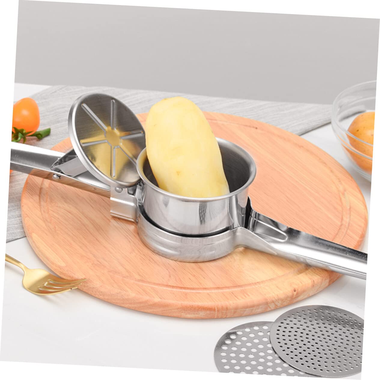 **Anneome 3-in-1 Potato Masher & Ricer - Stainless Steel Non-Slip Handle, Easy to Clean - Perfect for Smooth Mashed Potatoes, Baby Food & Baking (Ideal for Kitchens, Restaurants & Home Cooking)**