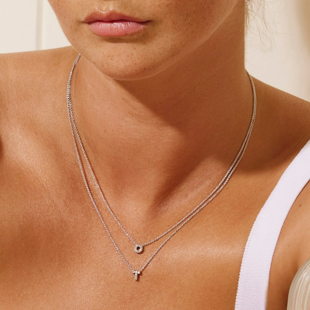 Elegant Silver Diamond Letter O Necklace for Women - Perfect Gift for Birthday, Anniversary & Valentine's Day