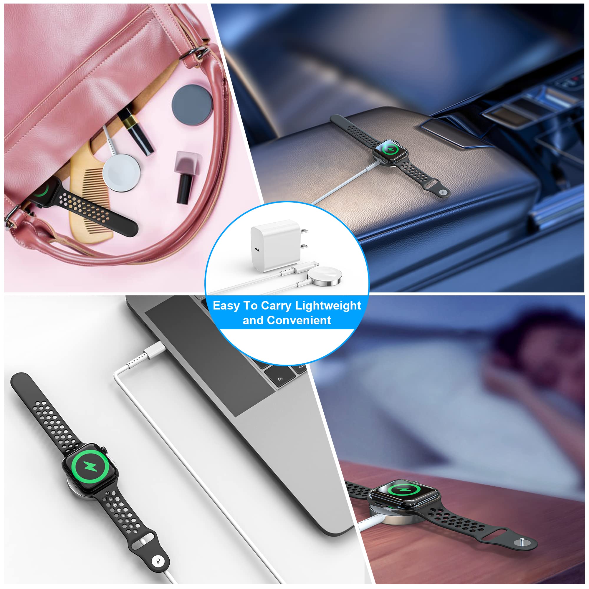 Fast Magnetic Charging Cable for Apple Watch Ultra 2/Ultra/Series 9-1 & SE | 3FT USB-C Compatible with Wall Charger | Perfect for Travel, Gym & Nightstand Charging