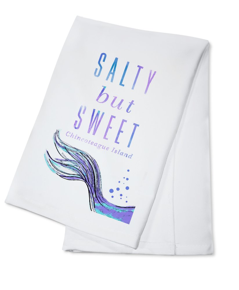 Chincoteague Island Virginia 100% Cotton Tea Towel - Salty But Sweet Mermaid Tale Decorative Hand Towel for Kitchen & Home | Perfect for Beach House Decor, Coastal Kitchen Accessories & Gift Ideas