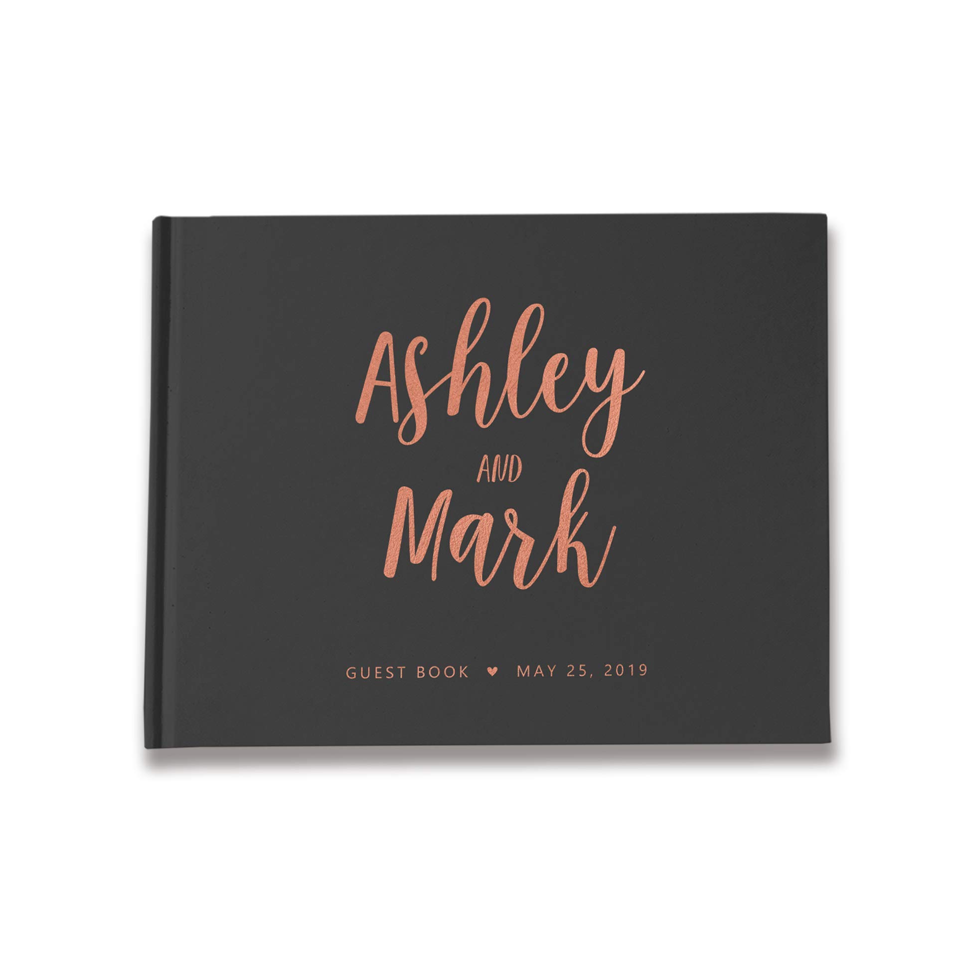 Elegant Rose Gold & Black Wedding Guest Book - Personalized Keepsake for Bridal Shower, Reception & Anniversary - Perfect for Signing & Display