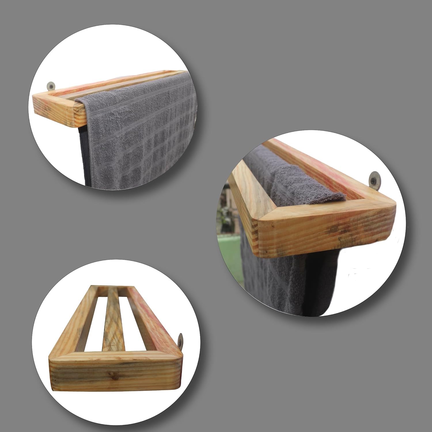 Premium Wooden Hanging Towel Rack - Bathroom & Living Room Organizer with Rustic Design | Space-Saving Towel Holder, Stand & Hanger for Home Decor | Perfect for Small Bathrooms, Apartments & Farmhouse Style