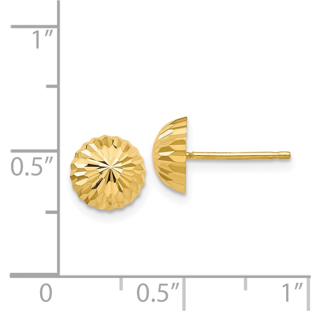 8mm Gold Diamond Cut Domed Post Earrings - YE1696 Model | Elegant & Stylish for Parties, Weddings & Everyday Wear