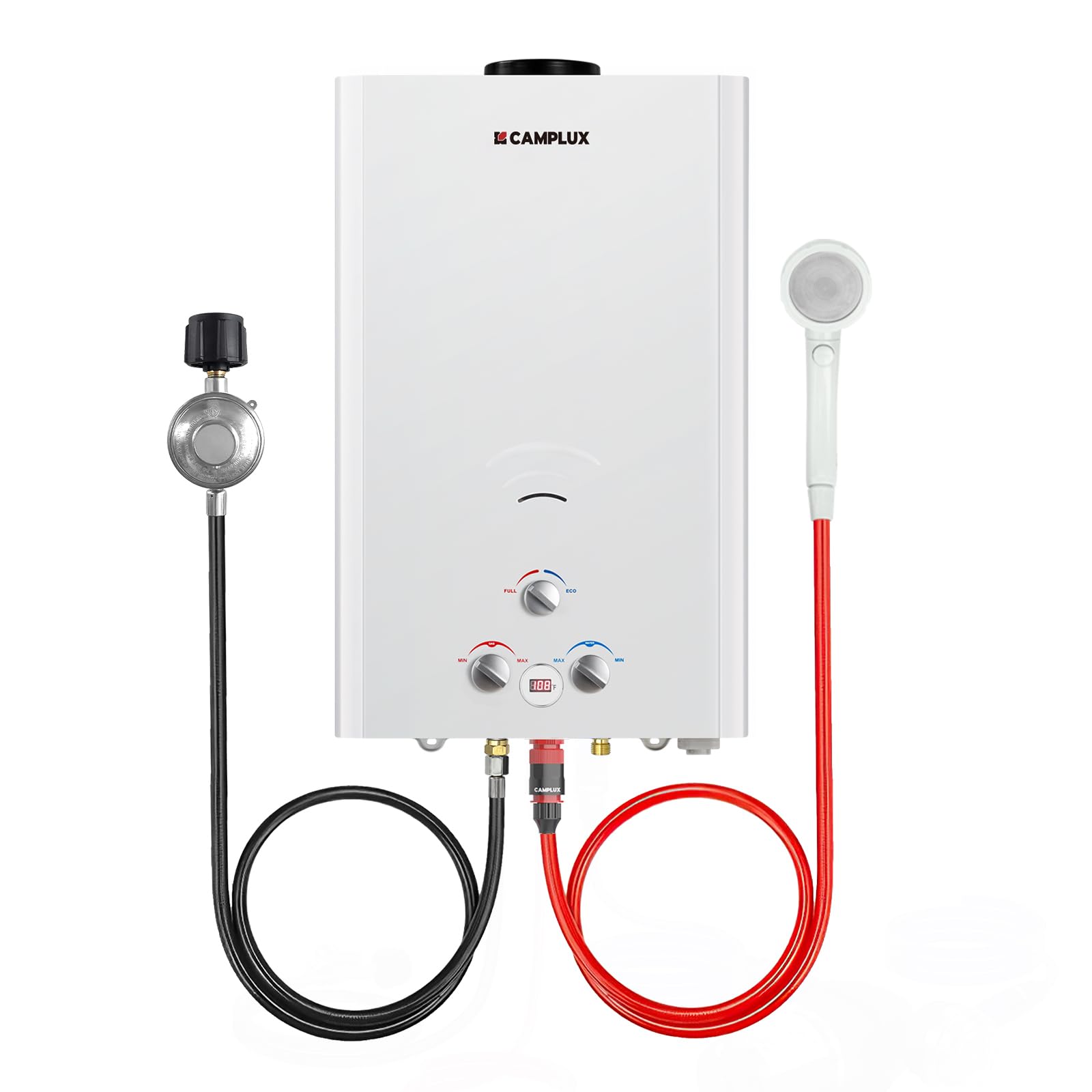 CAMPLUX 4.22 GPM Outdoor Propane Tankless Water Heater - 16L Portable Instant Hot Water System for Camping, RV, Tiny House & Off-Grid Living (110,000 BTU, BW422) | Perfect for Showers, Washing Dishes & Outdoor Sinks