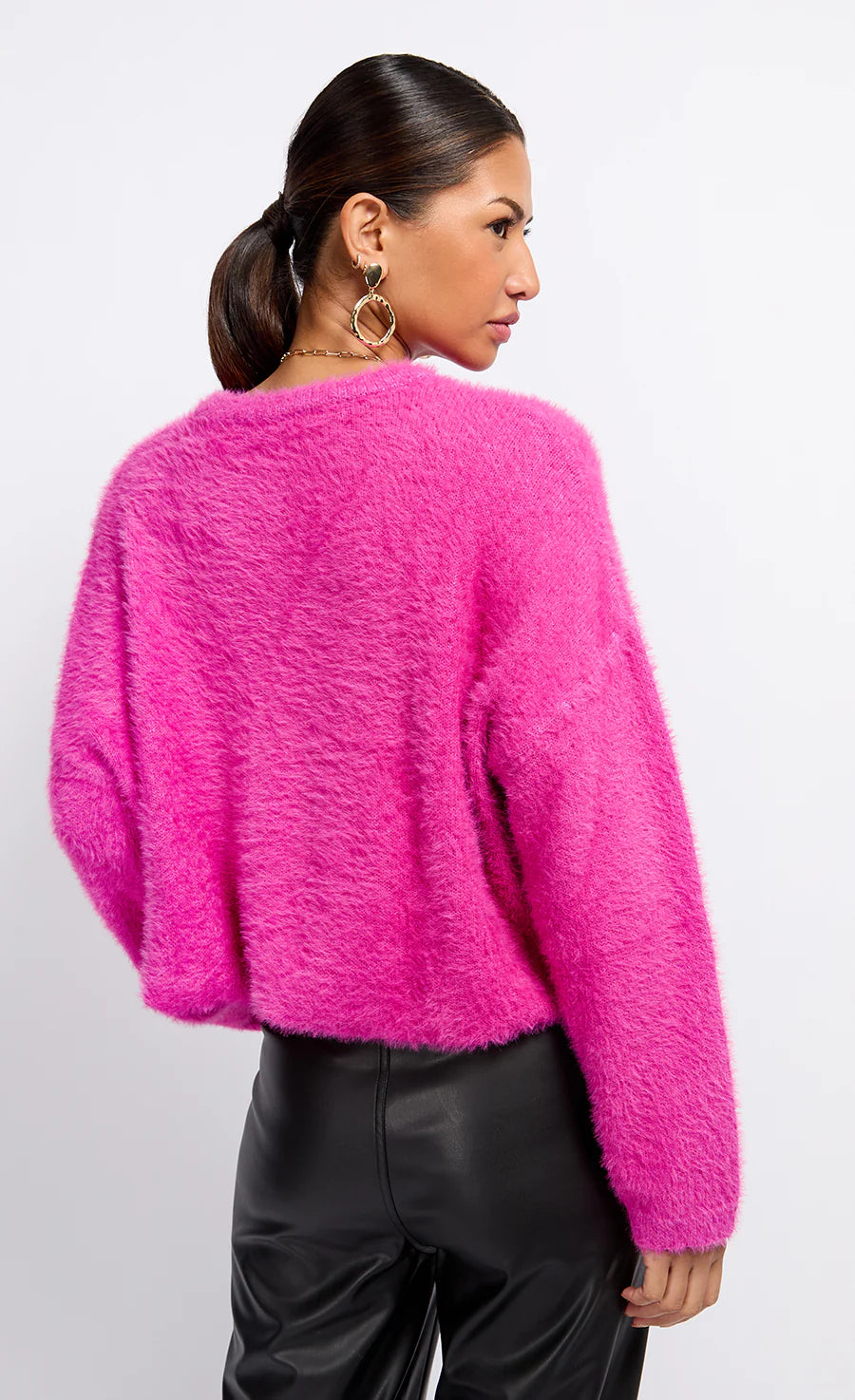 Jessica Women's Knit Jumper Sweater - Fuchsia Pink Pullover for Casual Wear, Office & Fall Outfits