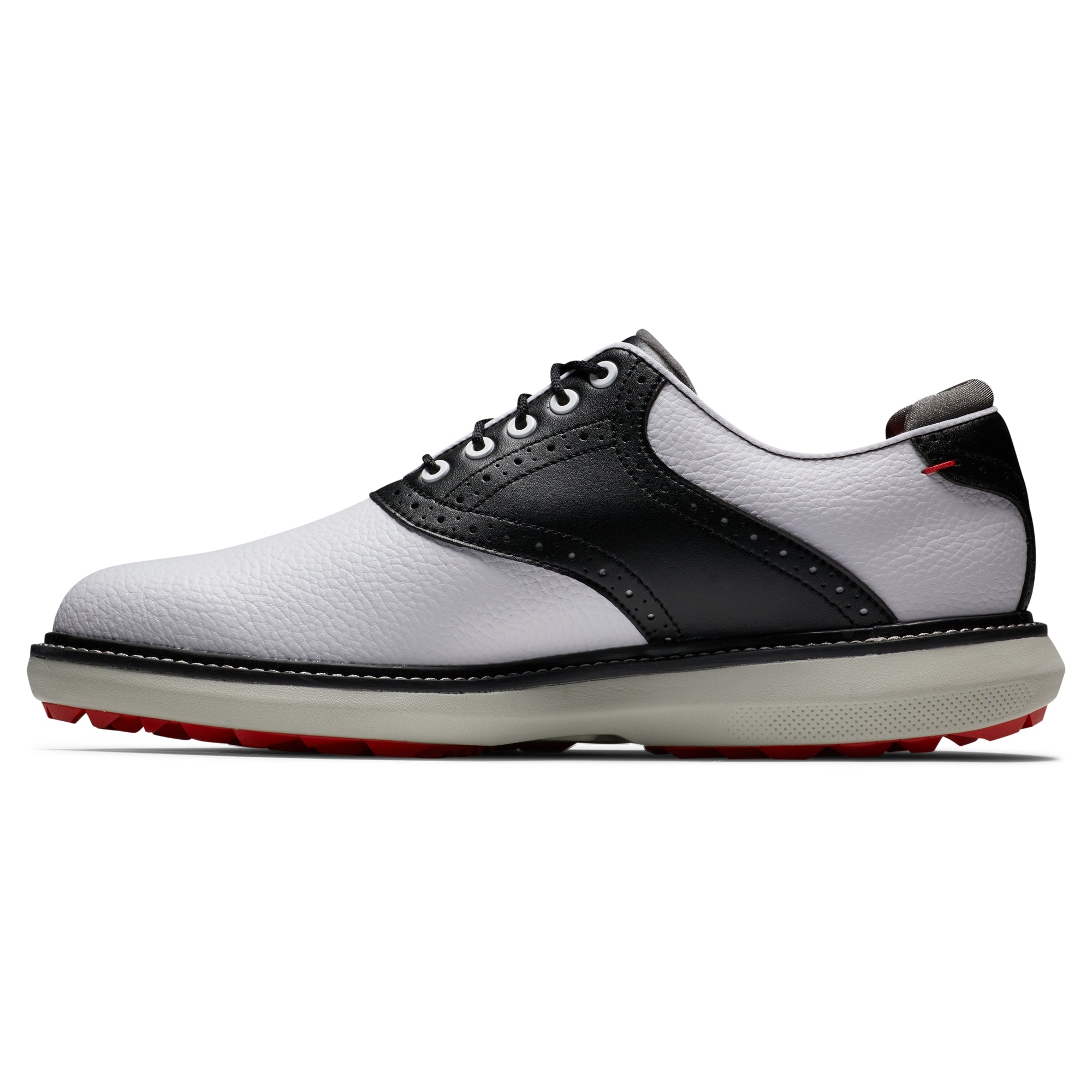 FootJoy Traditions Spikeless Men's Golf Shoes - White/Black | Comfortable & Durable Spikeless Design for Walking the Course | Perfect for Casual Golfers & Club Members