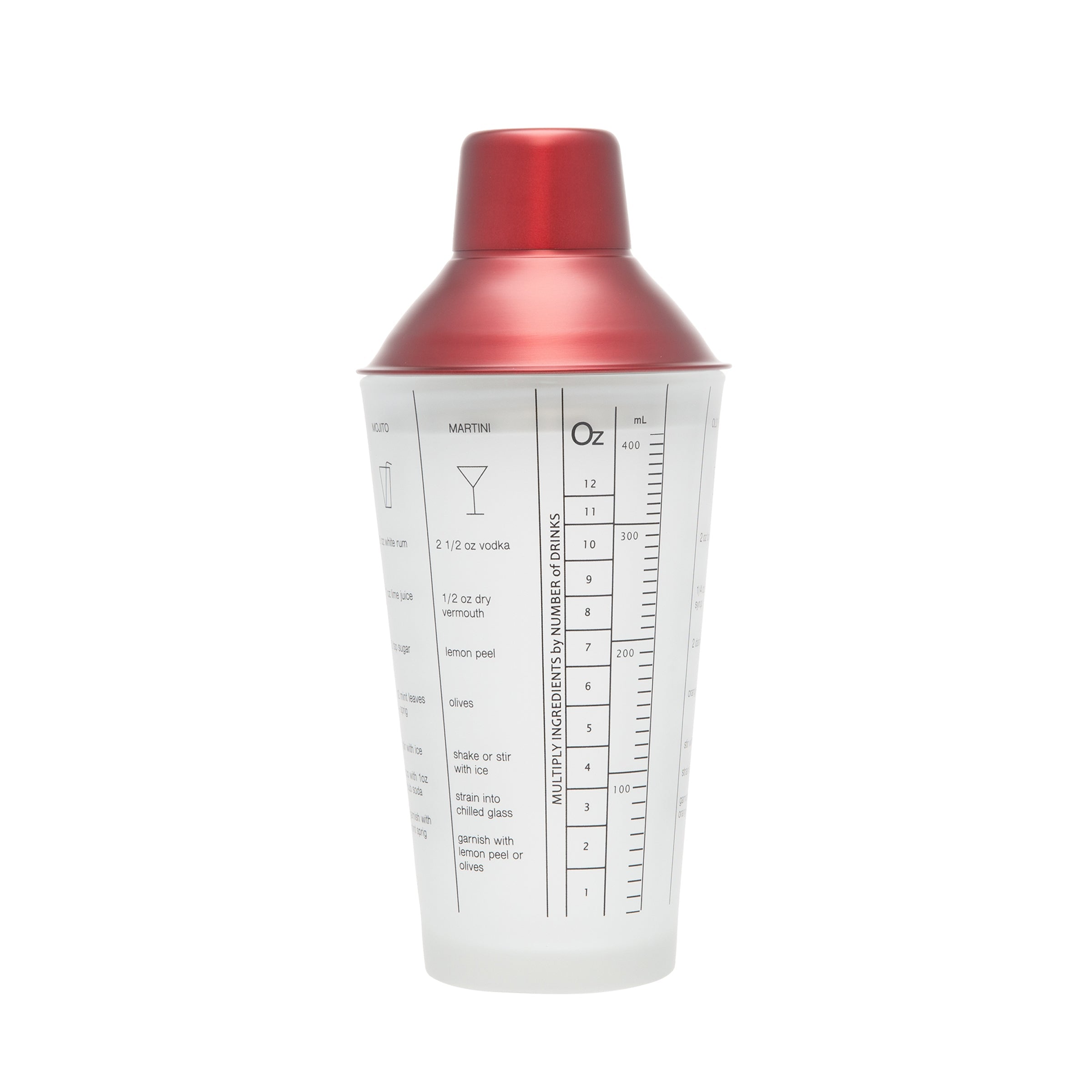 Premium Red Stainless Steel Cocktail Shaker Set - Bartender Mixing Tool for Margaritas, Martinis & Mojitos - Perfect for Home Bars, Parties & Professional Use