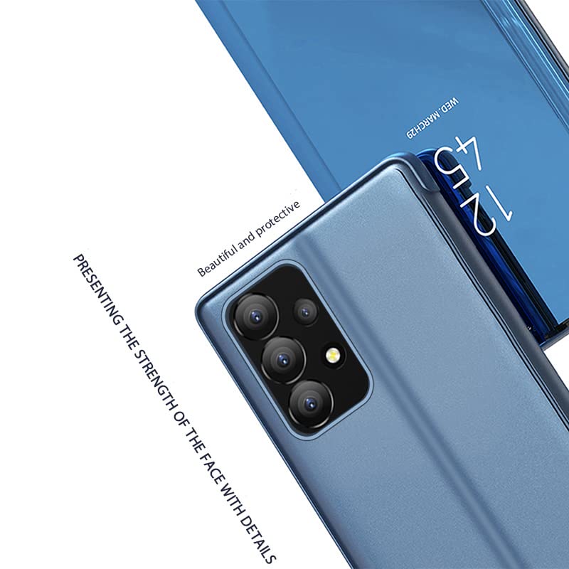 Premium Luxury View Smart Display Case for Samsung Galaxy A23 4G/5G - Ultra Thin Wireless Charging Compatible Phone Cover (QH Blue) - Perfect for Home, Office & Travel Protection