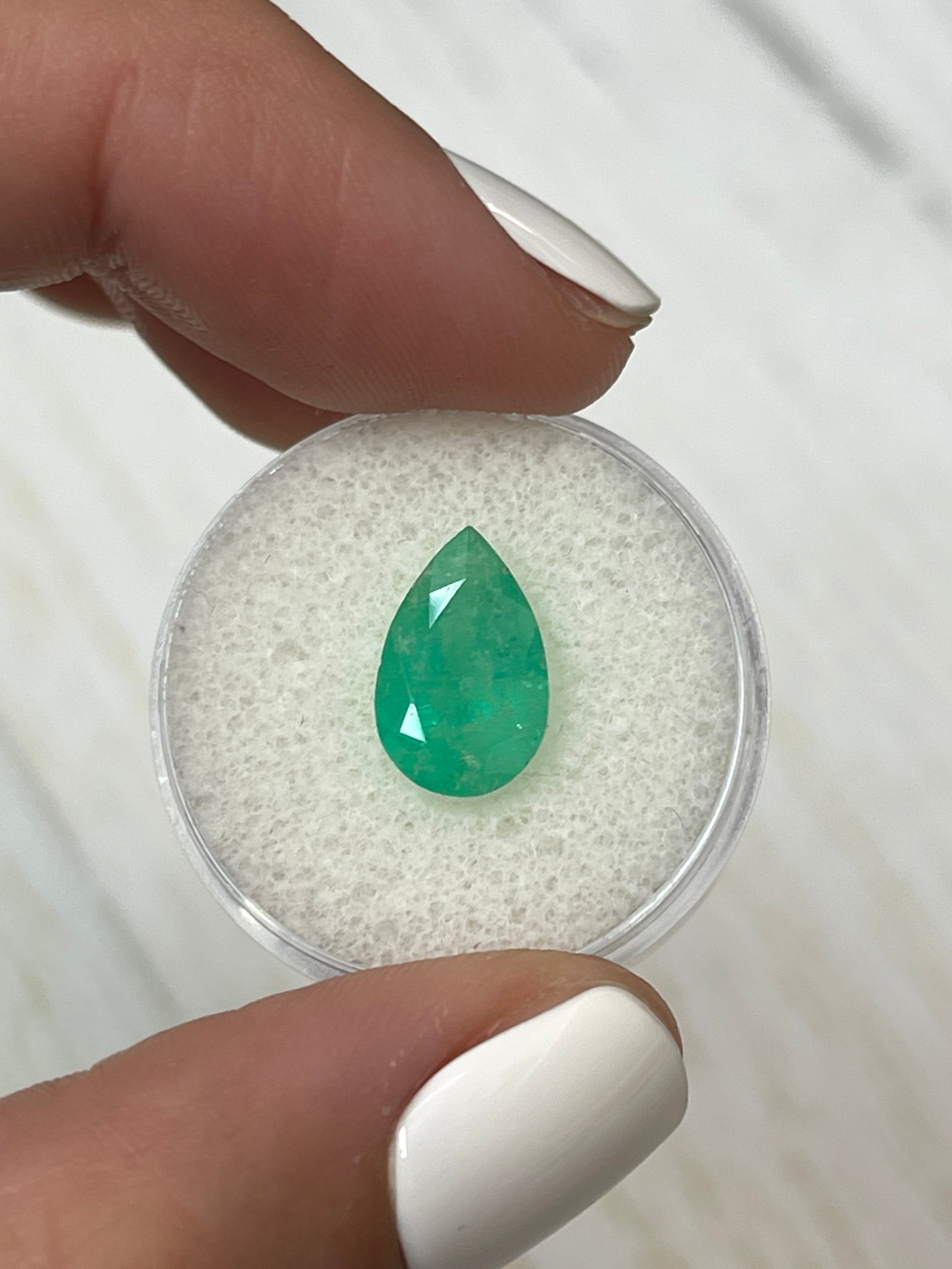 2.92 Carat Yellowish Green Natural Loose Colombian Emerald Pear Cut Gemstone for Jewelry Making, Engagement Rings & Luxury Gifts