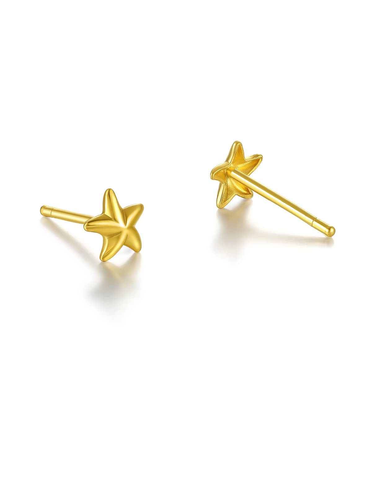 24K Gold Earrings for Women - 999 Hypoallergenic Gold Stud Earrings - Lightweight Small Star Earrings for Mom & Girlfriend - Perfect Gift for Birthday, Anniversary & Everyday Wear