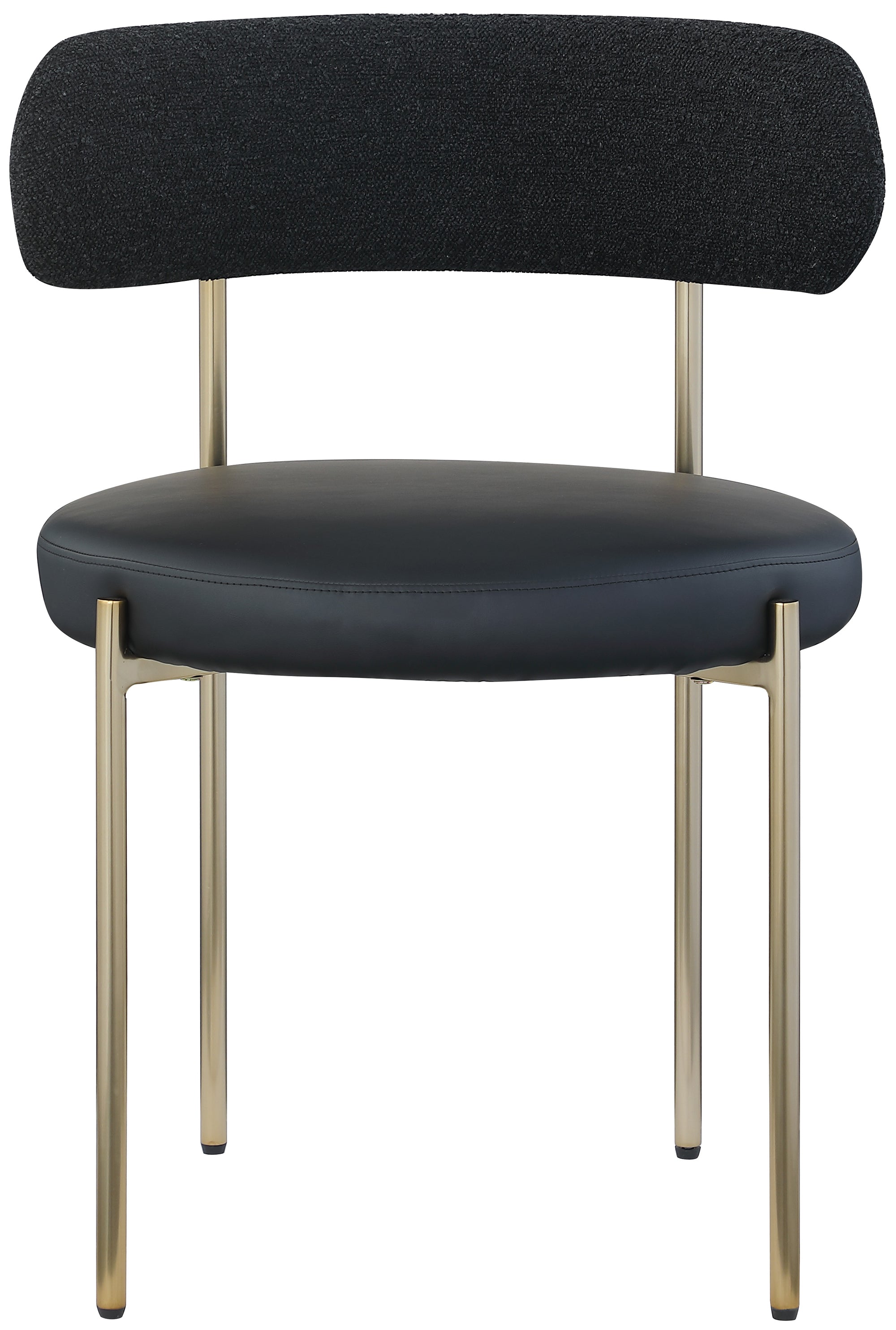 Vegan Leather & Boucle Fabric Dining Chair - Modern Comfortable Kitchen & Dining Room Seating for Home & Office Use