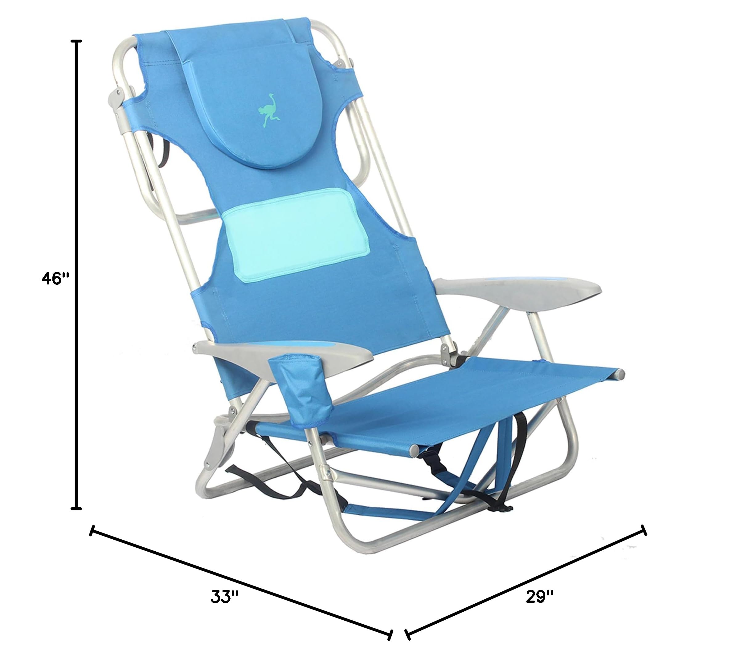 Lightweight Women's Comfortable Backpack Beach Chair with 5 Adjustable Positions, Carry Straps & Cup Holder - Portable Outdoor Lounge Chair for Beach, Park, Camping & Picnic (2 Pack, Blue)