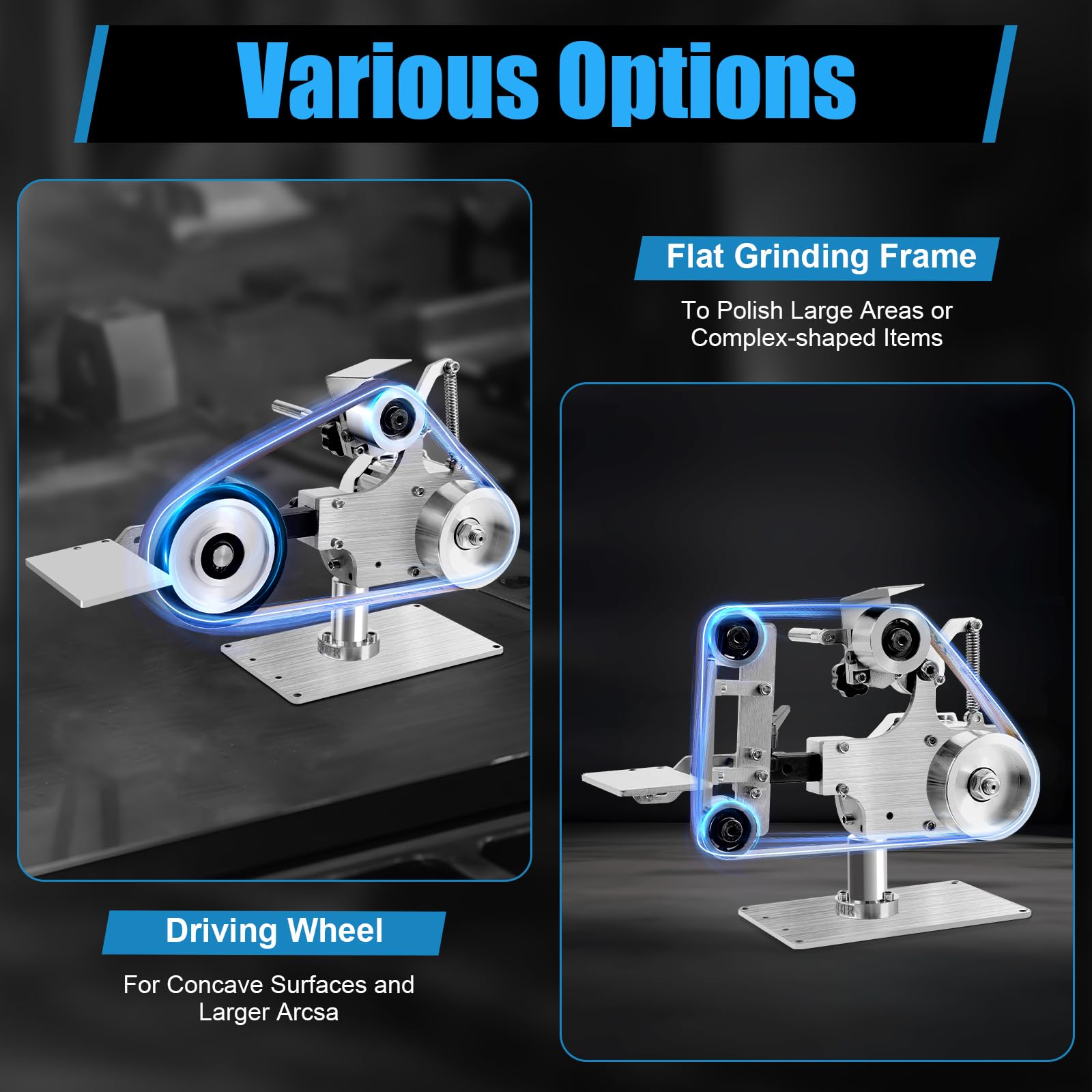 DYRABREST 550W Brushless Motor Desktop Belt Sander - Multi-Function Grinder & Polisher for Wood, Metal Sharpening - Compact Horizontal Belt Machine for Home DIY & Workshop Projects