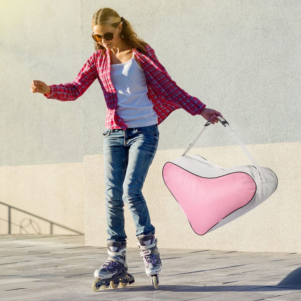 Veemoon 2PCS Pink Roller Skate Bags - Durable Ice Skates Backpack & Tote for Roller Skating Storage - Perfect for Rink, Park & Travel Accessories
