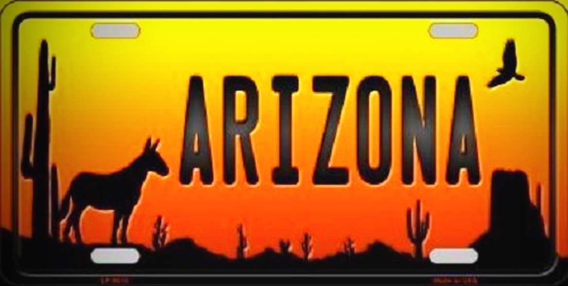 Vintage Arizona Scenic Cowboy Hat Novelty Metal License Plate - Western Home Decor for Man Cave, Garage, or Bar Wall Art | Rustic Southwest Style Gift