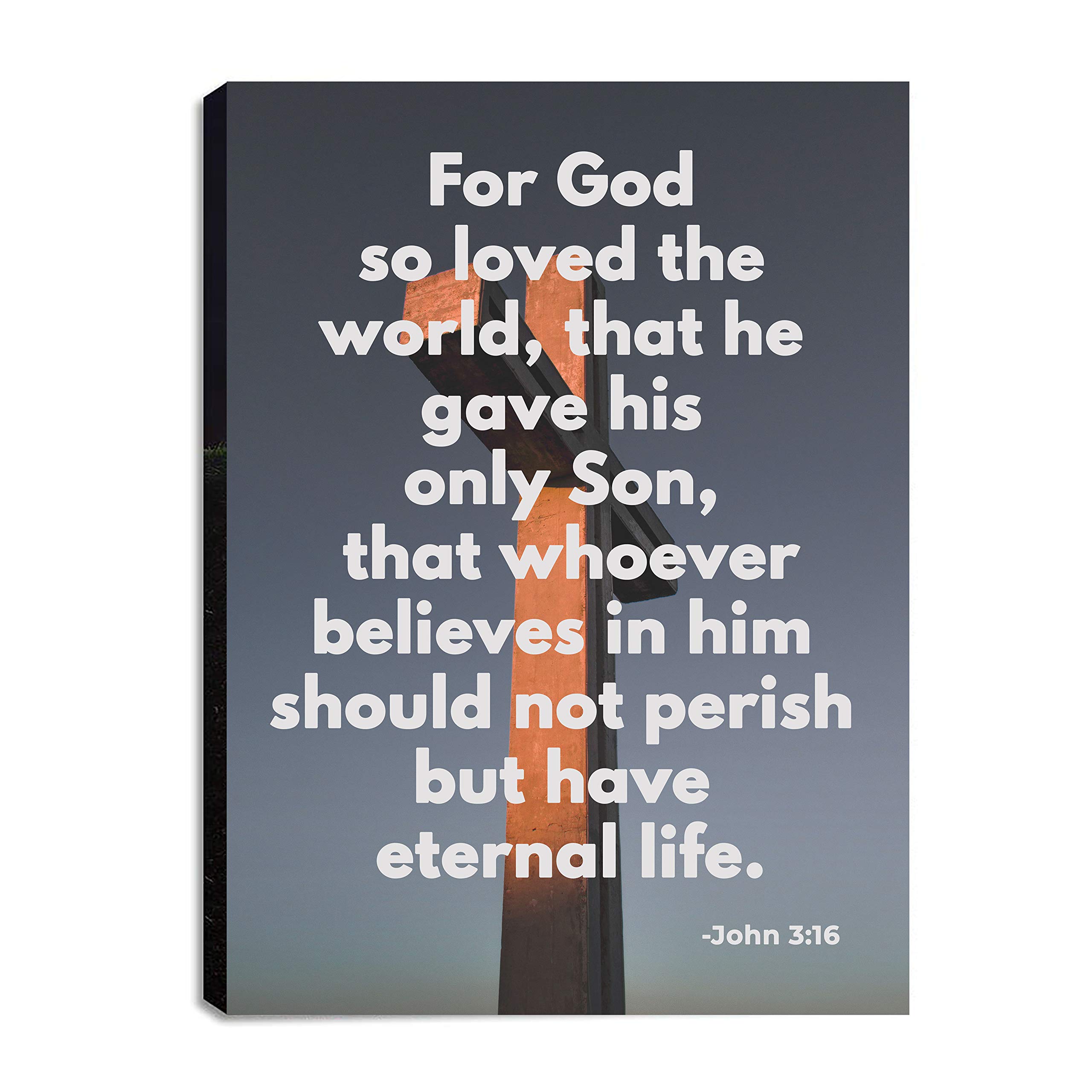 John 3:16 Bible Verse Canvas Wall Art - 24x36 Inch Inspirational Christian Home Decor with Scripture & Prayers | Perfect for Living Room, Bedroom, Kitchen & Office | Ready to Hang Religious Wall Art for Faith-Based Interior Design