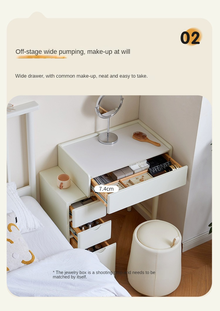Pine Solid Wood Vanity Table with Mirror - Cream Shabby Chic Style for Bedroom & Dressing Room Makeup Organization