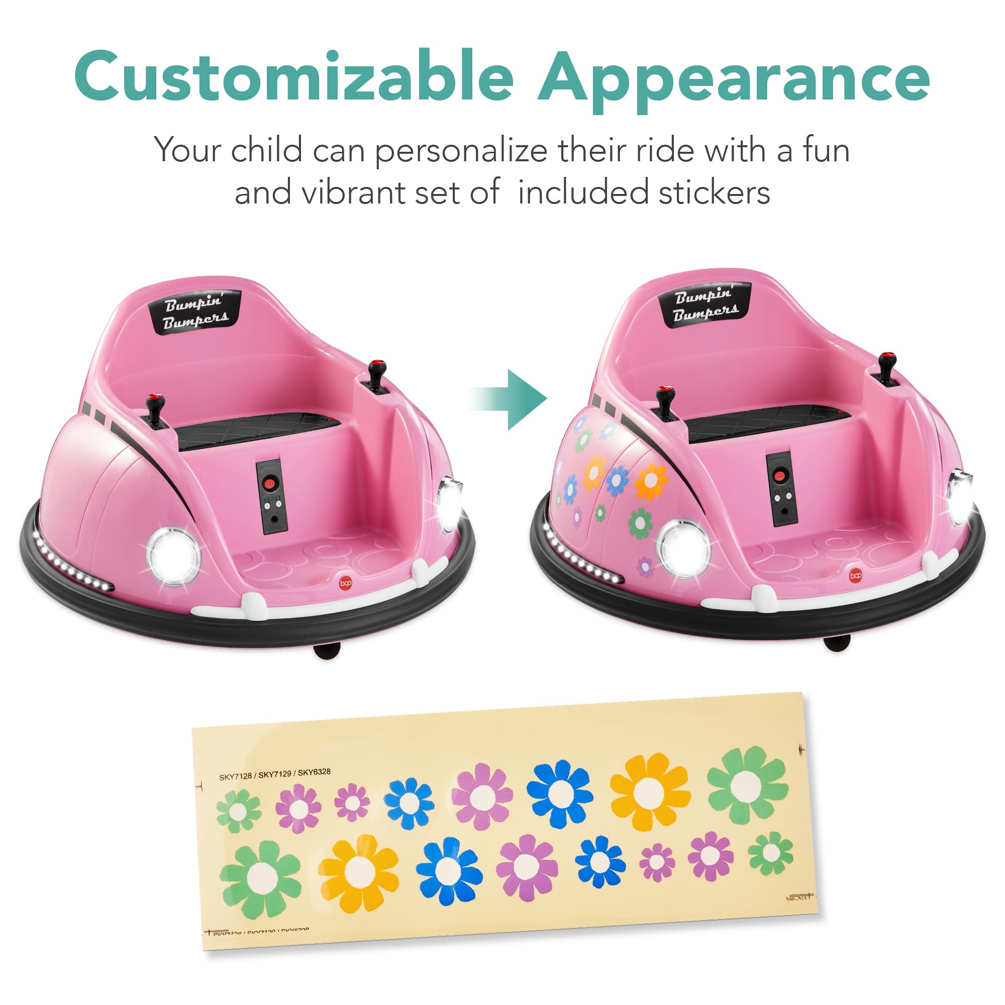 Best Choice Products 6V Electric Kids Ride On Bumpin Bumper Car with Parent Remote Control - 360 Degree Spinning, LED Lights & Fun Sounds for Ages 1.5-6 Years (Pink) | Perfect for Indoor Playrooms, Birthday Parties & Backyard Fun