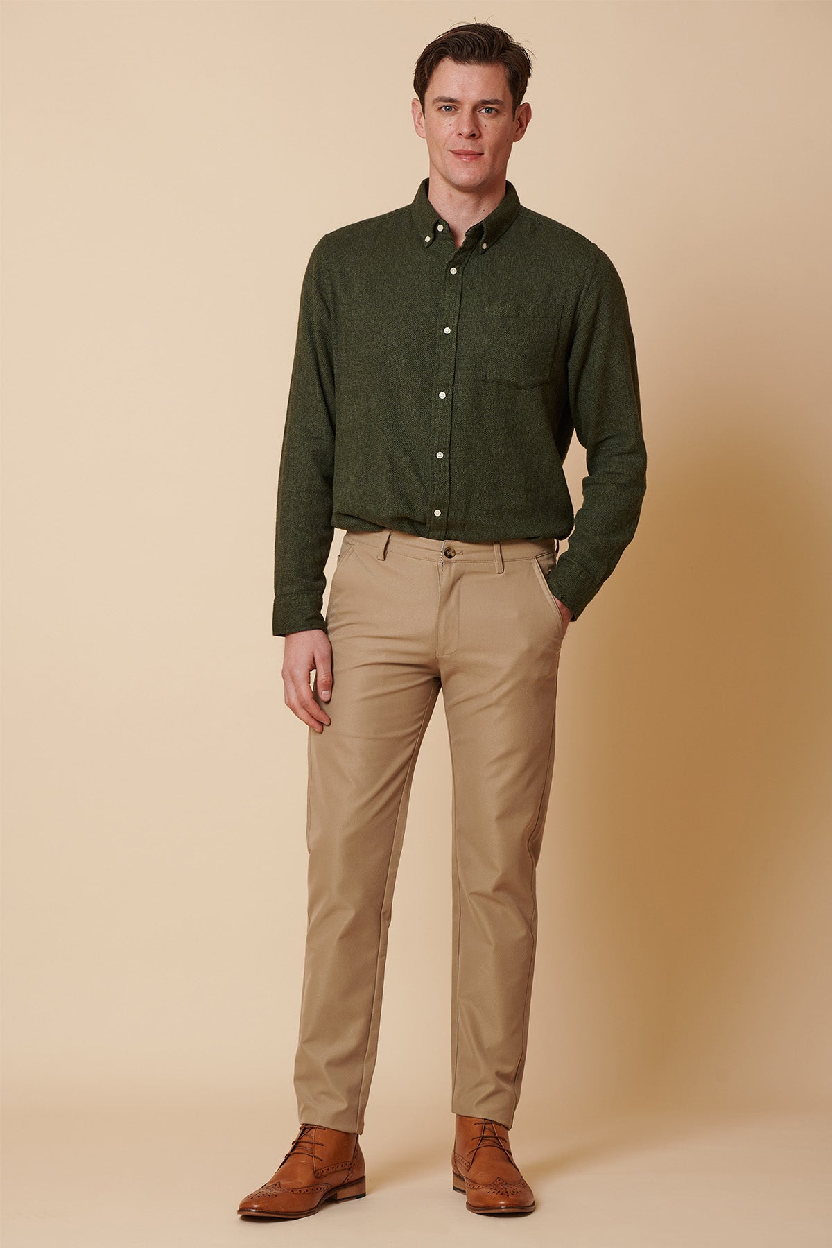 ENZO Men's Casual Sand Chino Pants - Comfortable Slim Fit for Office, Travel & Everyday Wear