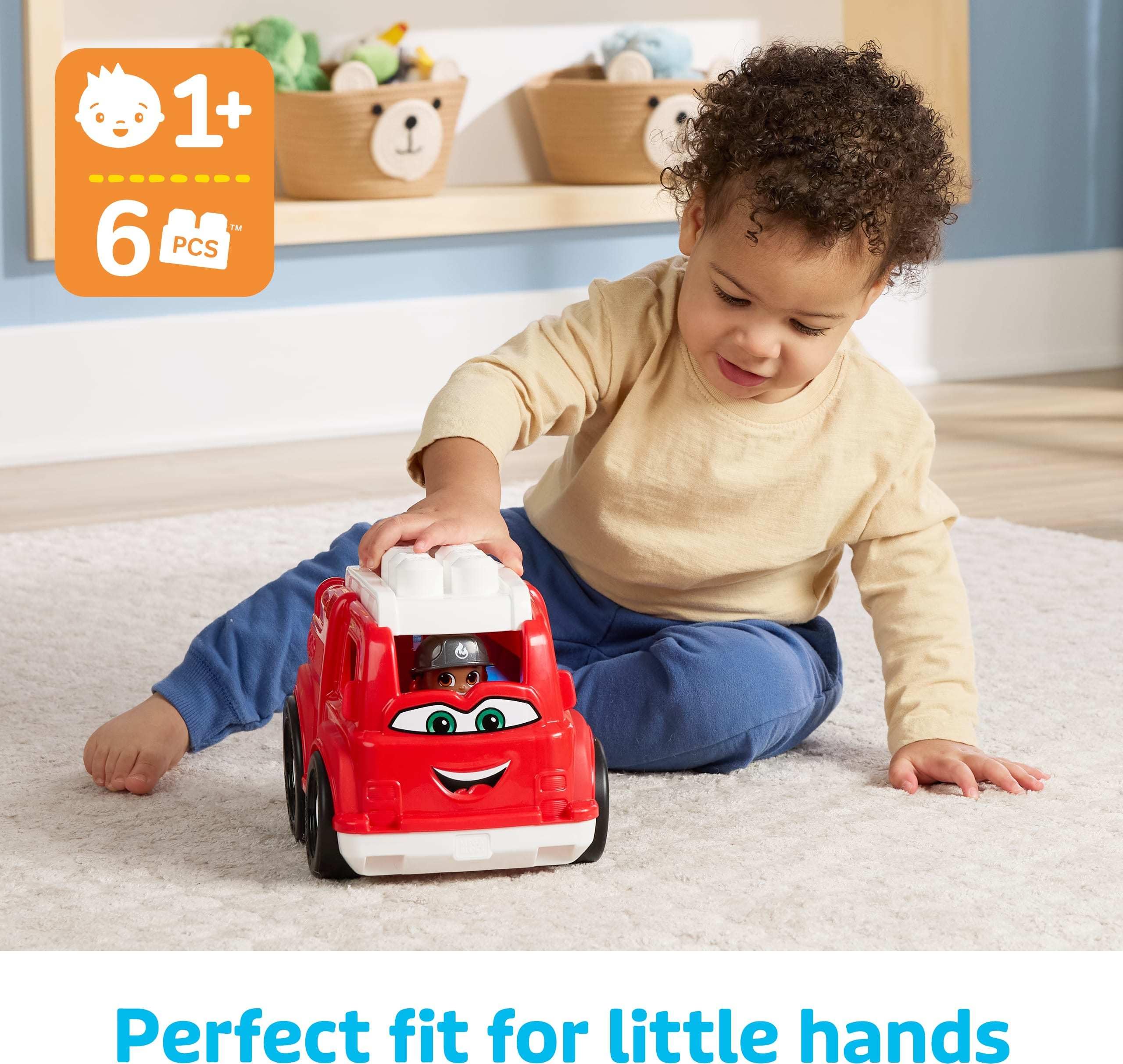 Mega BLOKS First Builders Toddler Building Blocks Toy Set - Freddy Firetruck with 6 Pieces, Storage Bag & 1 Figure, Red, Ages 1+ Years | STEM Learning Toy for Toddlers, Early Childhood Development & Creative Play