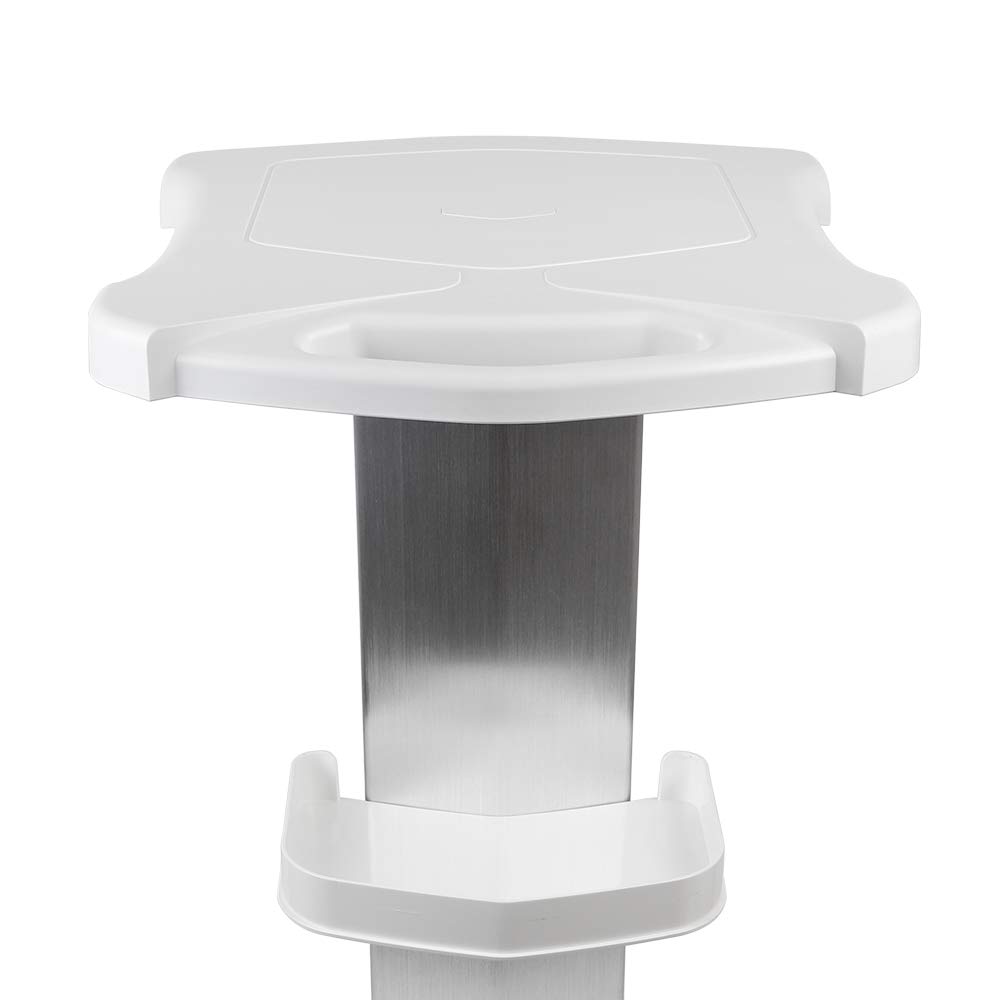 Portable Aluminum Alloy Rolling Cart with Tray - Mobile Utility Storage Stand for Salon, Spa, Beauty & Tattoo Supplies - Easy Assembly White Trolley - Perfect for Professional & Home Use