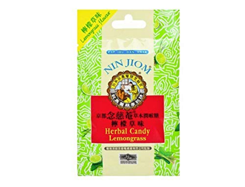 Nin Jiom Herbal Candy (Lemongrass) 20g x 6 Packs - Natural Throat Soothing Drops for Cough Relief & Fresh Breath - Perfect for Travel, Office, and Home Use