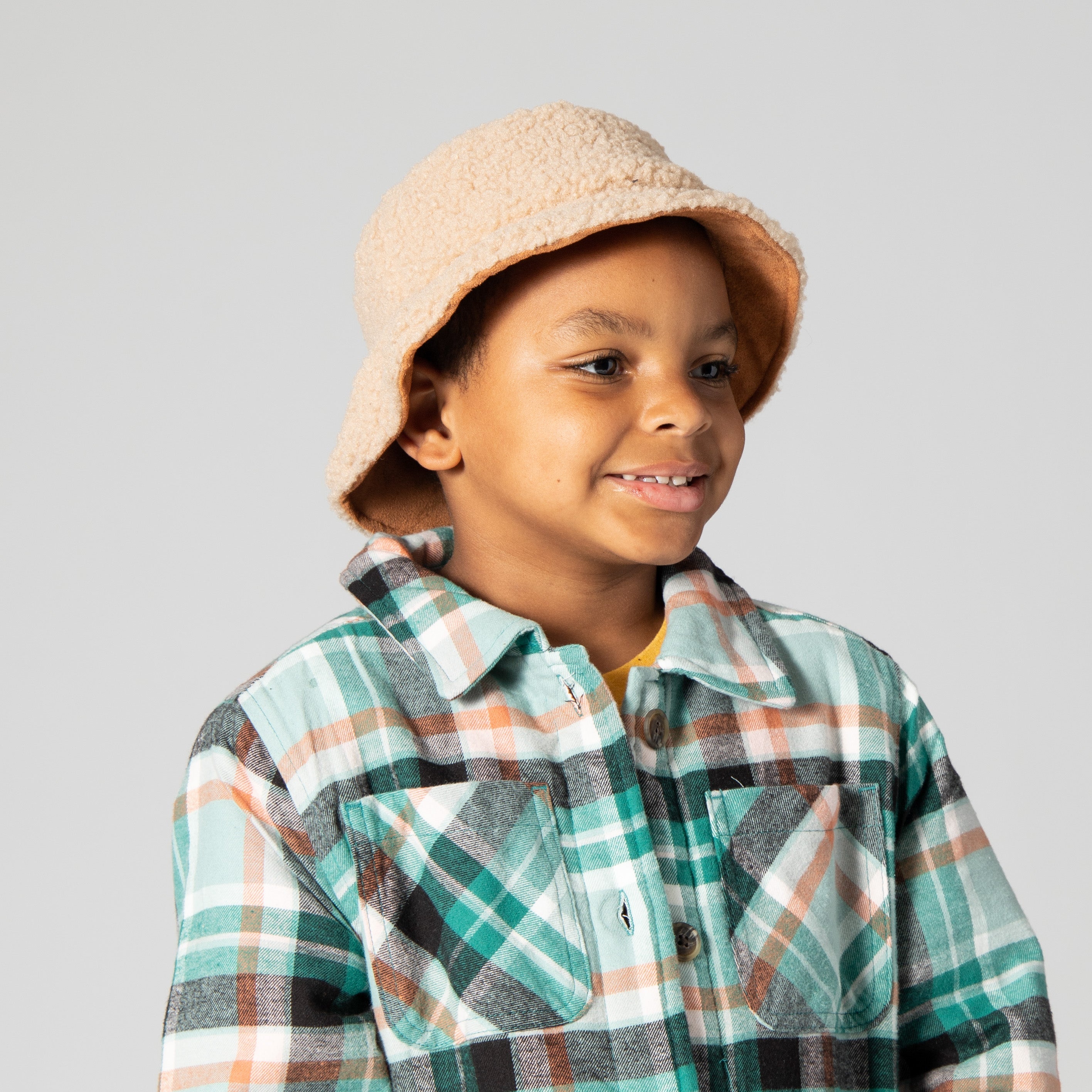 Reversible Faux Suede Bucket Hat for Kids - Adjustable & Stylish Unisex Sun Hat for Boys and Girls - Perfect for Outdoor Play, Beach, and Summer Activities