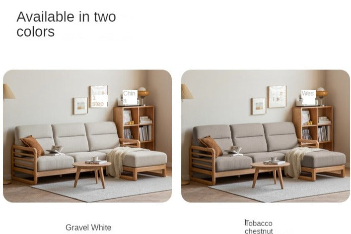 Oak Wood Fabric Sofa with String Style Backrest - Modern Living Room Furniture for Comfortable Home Decor