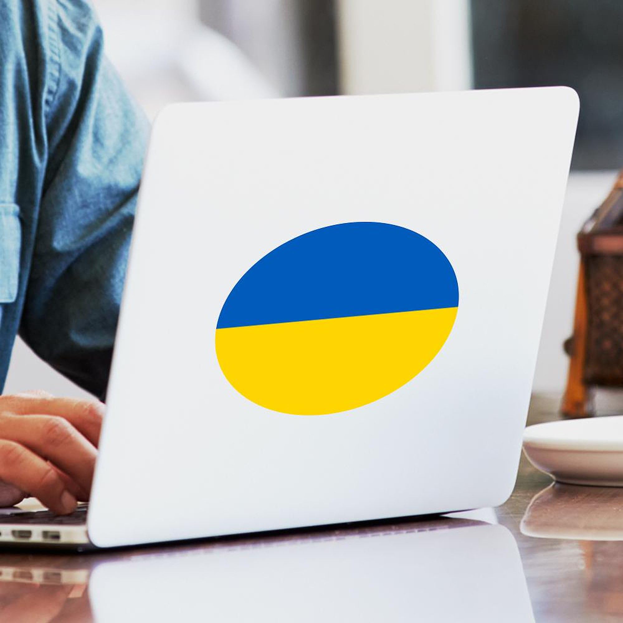 Flag of Ukraine Oval Stickers (50 Pack) - Patriotic Decals for Laptops, Cars, Windows | Ukrainian Pride & Support