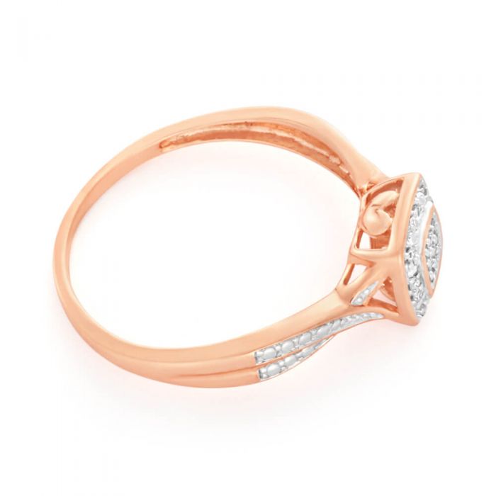 9ct Rose Gold Ring with 21 Brilliant Cut Diamonds - Elegant Diamond Engagement Ring for Women, Perfect for Proposals, Anniversaries & Special Occasions