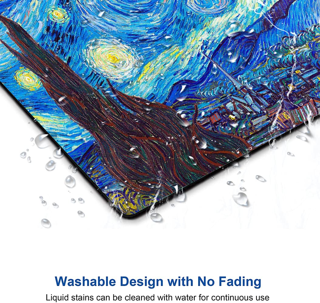 Van Gogh Starry Sky Oil Painting Mouse Pad - Premium Textured Non-Slip Rubber Base, Waterproof Square Mouse Mat for Office & Laptop - Perfect for Gaming, Work & Home Computer Setup