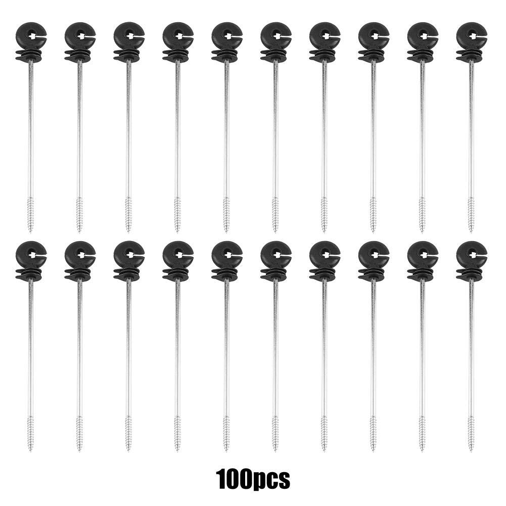 LetCart Electric Fence Insulator - 100pcs Heavy Duty Plastic Ring Insulators for Long Distance Electric Fencing, Screw-in Design for Wooden Posts - Ideal for Farm, Ranch & Livestock Containment