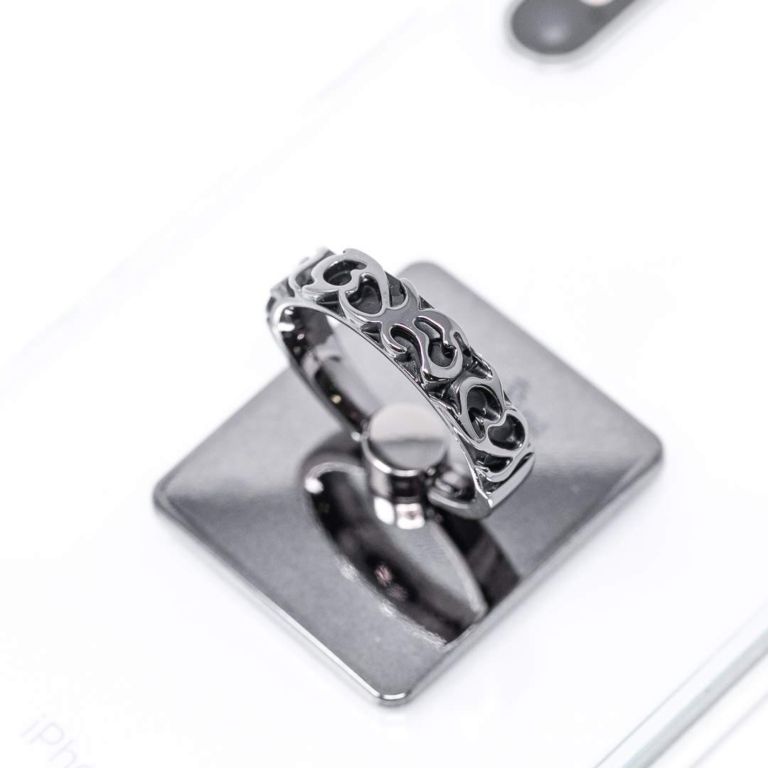 360° Rotating Phone Ring Holder - Metal Black Stand for Secure Grip & Hands-Free Viewing