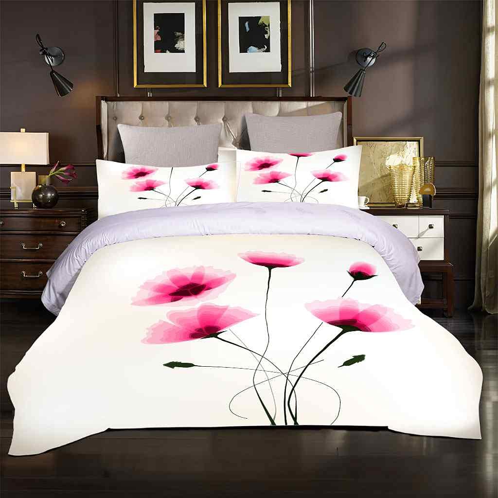 AYGWHW Queen Size Duvet Cover Set - Ultra Soft Floral Printed Bedding with Zipper Closure & Corner Ties, 3 Piece Set (1 Duvet Cover + 2 Pillow Shams) for Adults - Perfect for Master Bedroom, Guest Room & Cozy Home Decor