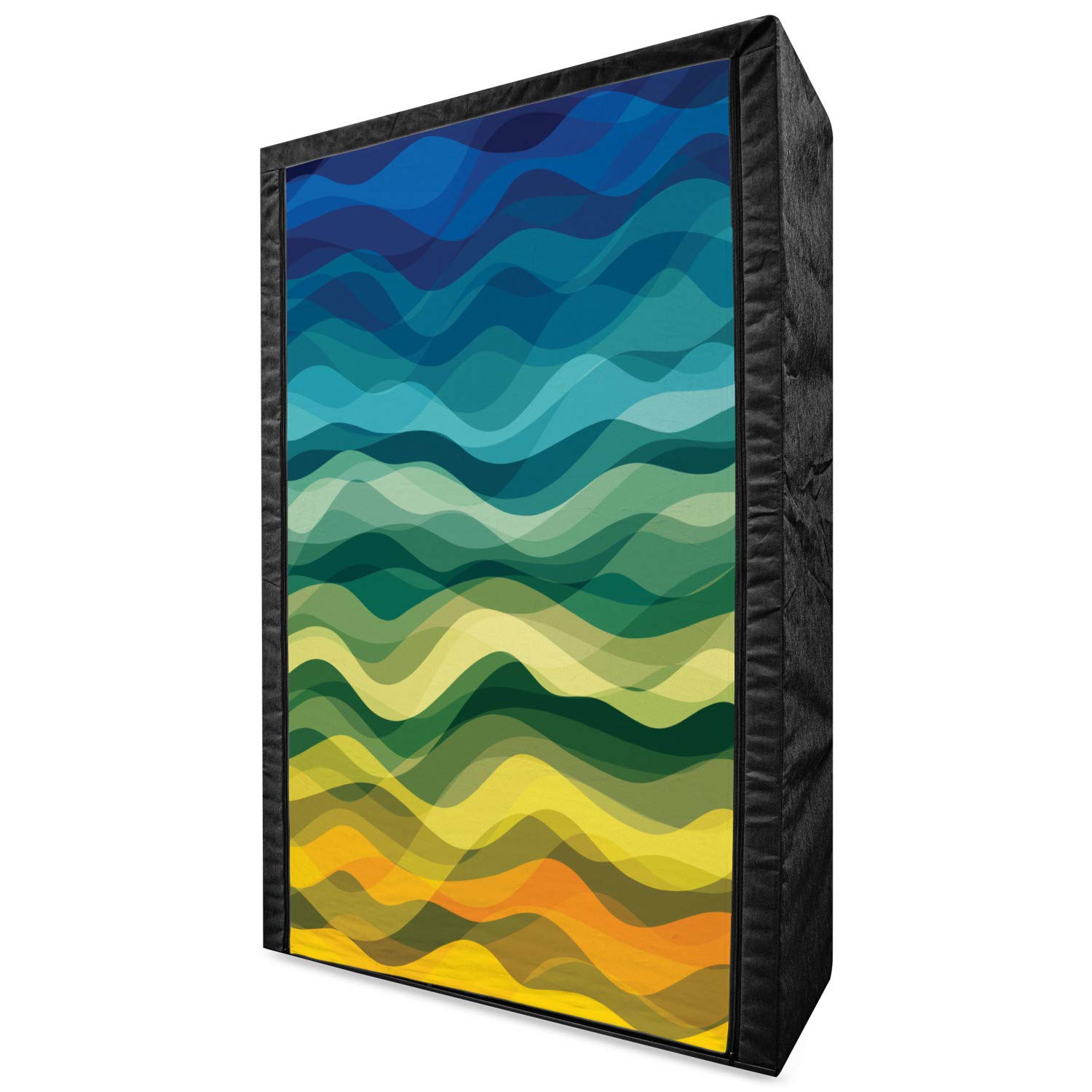 Lunarable Abstract Portable Fabric Wardrobe - Modern Geometric Design with Wavy Ocean Surfer Art, 42.5 Inch Closet Organizer with Shelves for Bedroom Storage, Multicolor | Perfect for Small Spaces, Dorm Rooms & Apartment Organization
