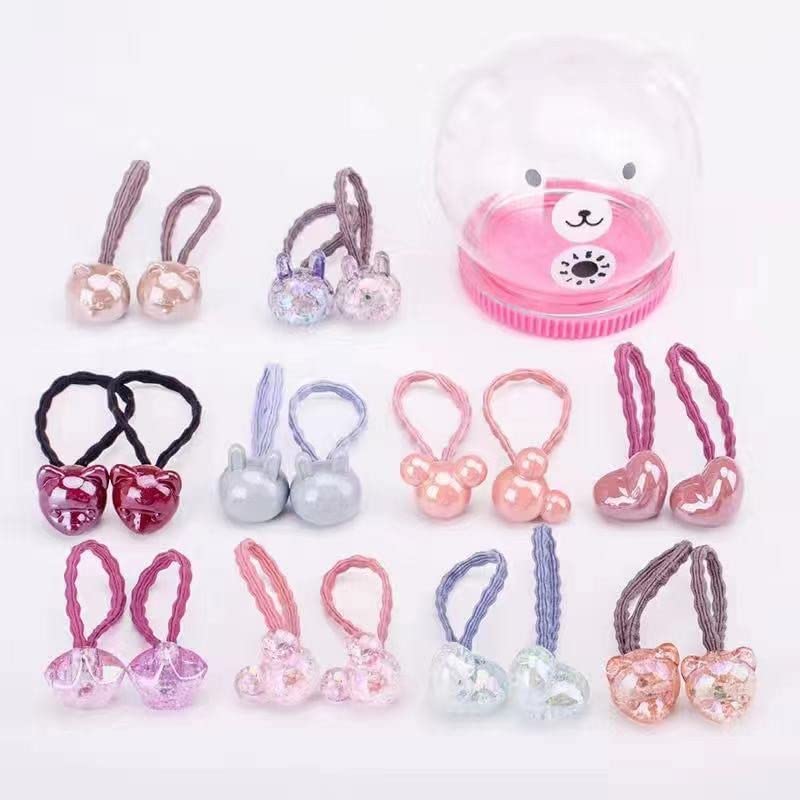 ZIBUYU® 20 Pcs Kids Hair Bands for Girls - Soft Elastic Rubber Hair Ties, Ponytail Holders, Hoop Hair Accessories for School, Sports, and Everyday Styling