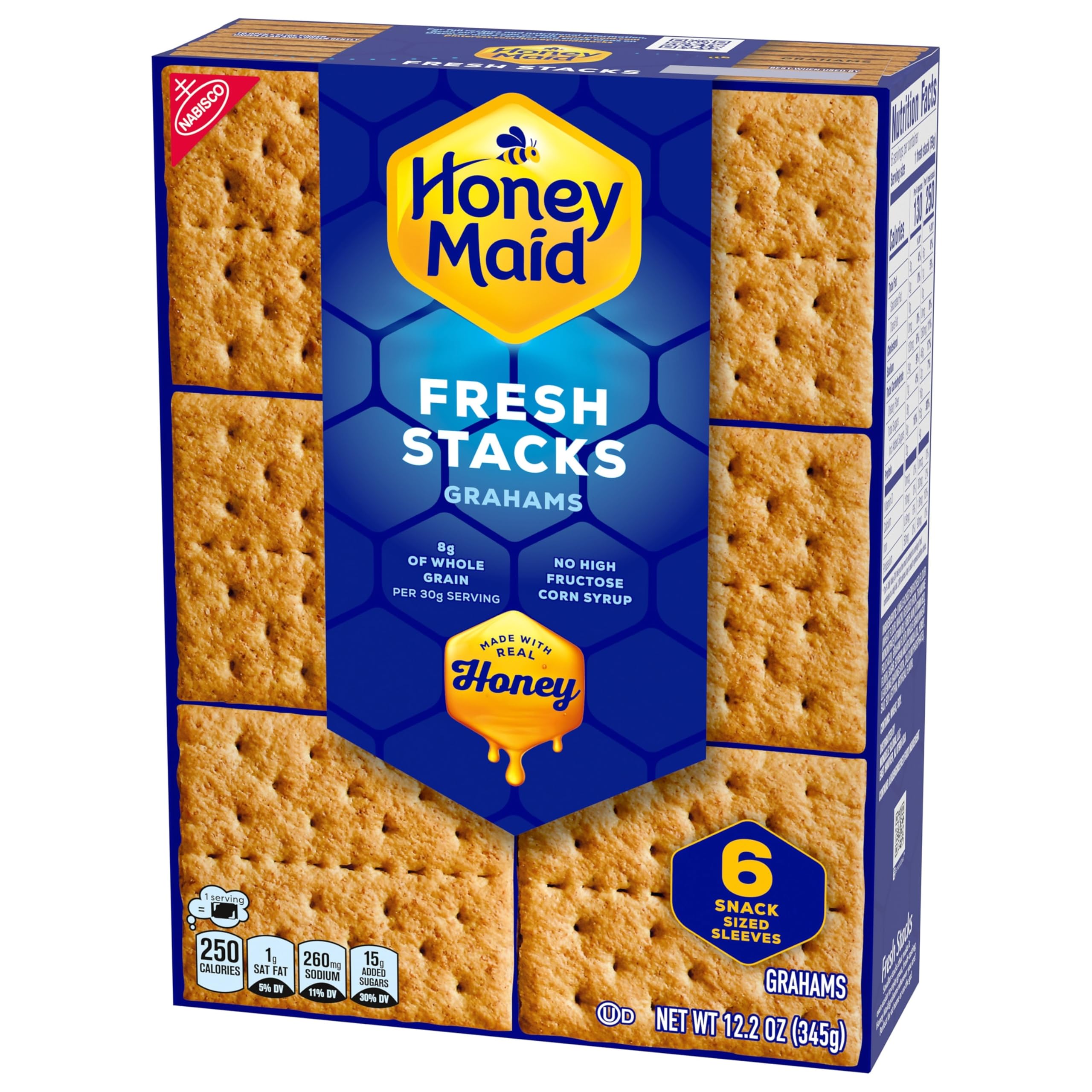 Honey Maid Fresh Stacks Graham Crackers - 6 Boxes (36 Snack Packs) | Bulk Travel Snacks for Kids, Hiking & Office | Crunchy Cinnamon Flavored Cookies for Lunchboxes & Camping