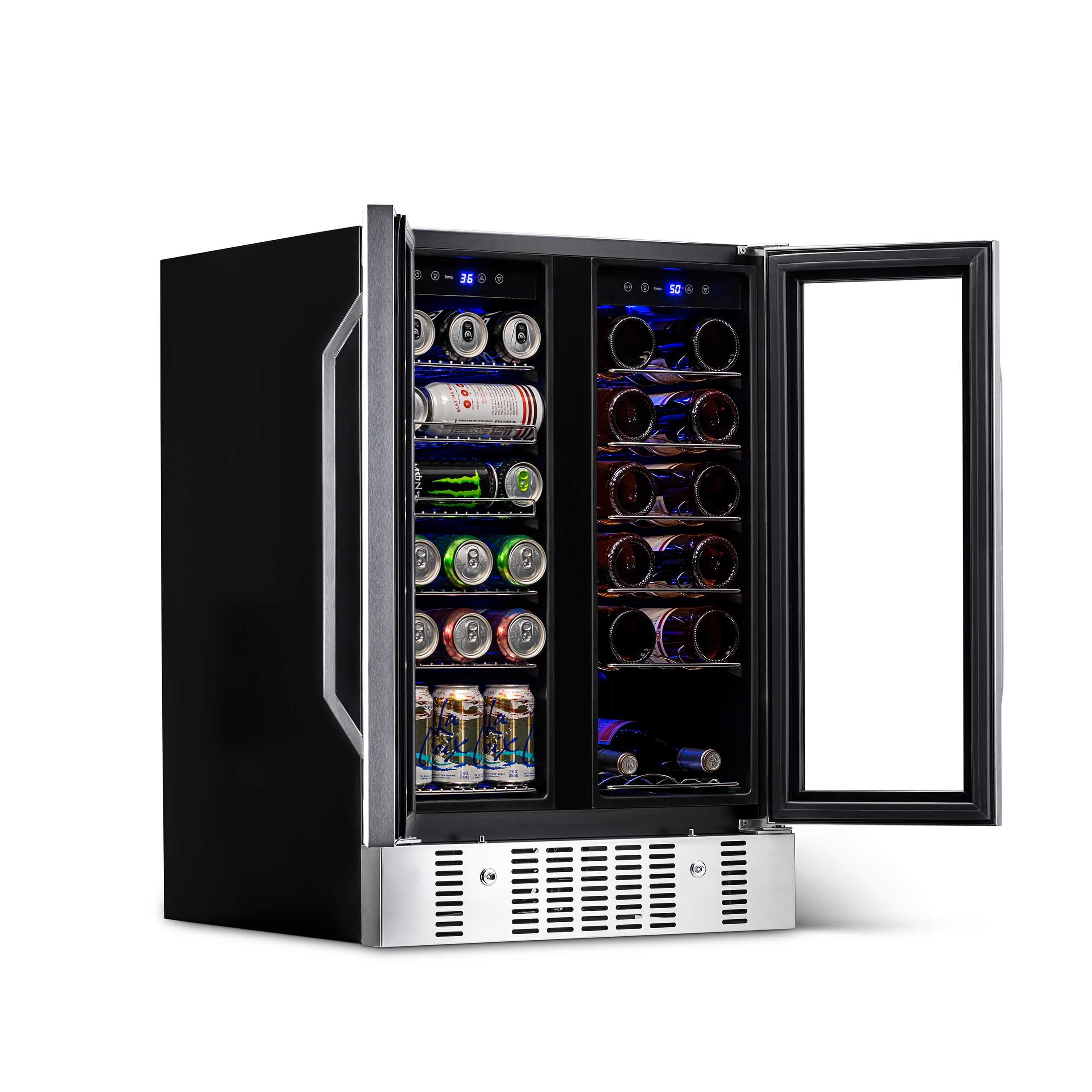 Newair® 58 Can 18 Bottle Built-in Dual Zone Beverage Refrigerator - Perfect for Home Bars, Offices, and Entertaining Spaces