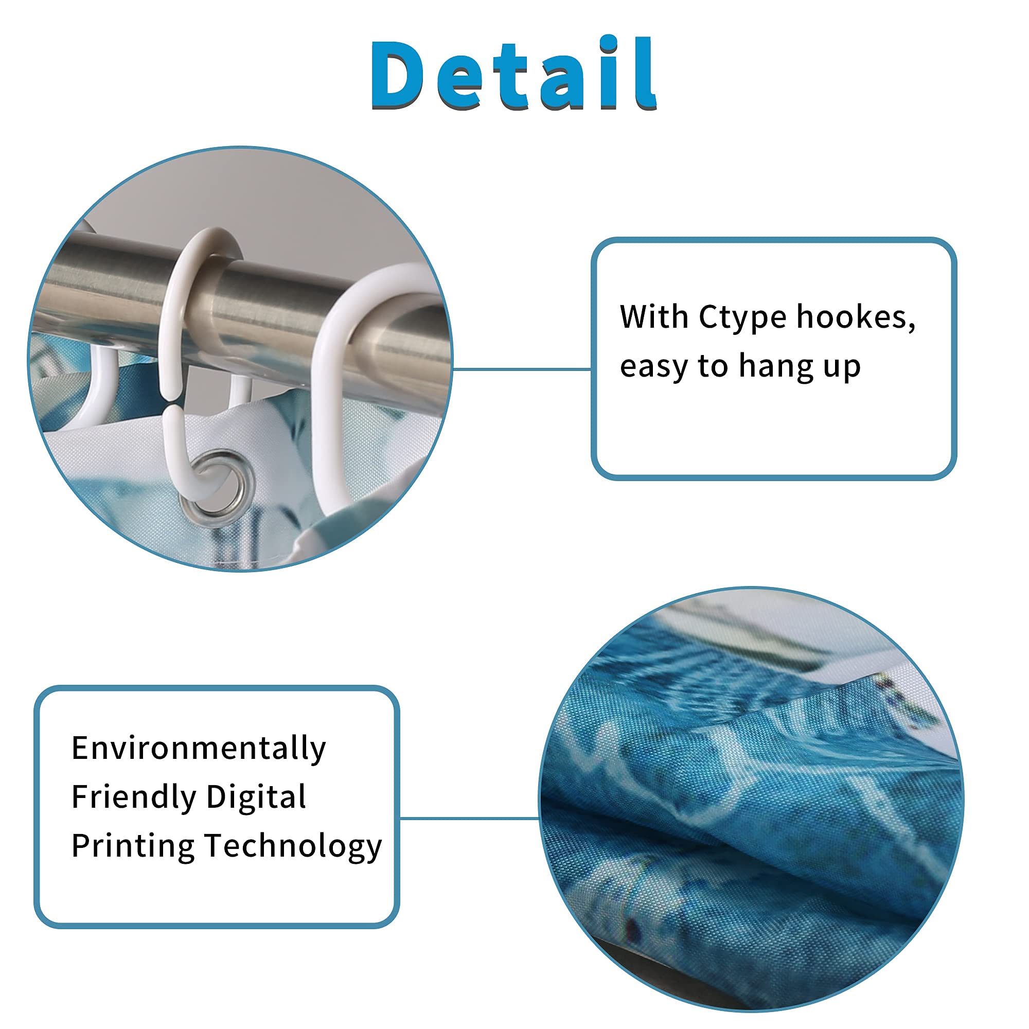 Nautical Blue Sea Turtle Bathroom Set - Waterproof Shower Curtain with 12 Hooks, Bath Mat & Accessories | Coastal Bathroom Decor for Beach House or Ocean Theme | Durable Fabric Bathroom Essentials