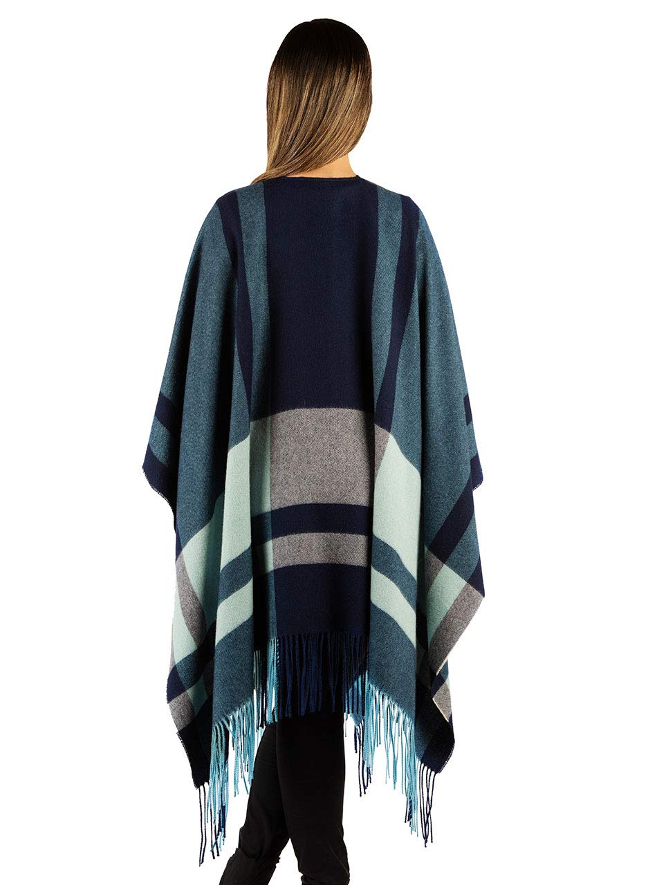 100% Baby Alpaca Wool Women's Kimono Style Shawl Wrap - Soft Plaid Blanket Scarf for Women, Winter Warmth, Cozy Loungewear, Perfect for Home, Office & Travel Accessories