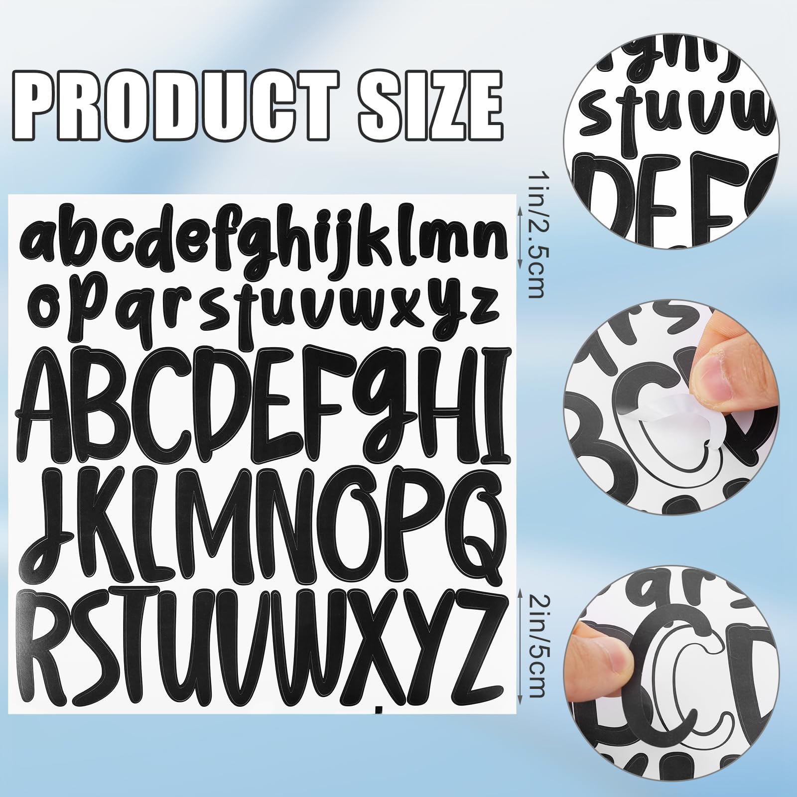 416pcs Self-Adhesive Alphabet Letter Stickers - 8 Sheets with 1