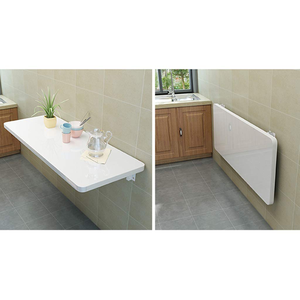 Foldable Wall-Mounted Drop Leaf Desk - Space Saving White Wall Desk for Kitchen, Dining, Home Office & Kids Study Table | Perfect for Small Apartments, Dorms & Compact Spaces