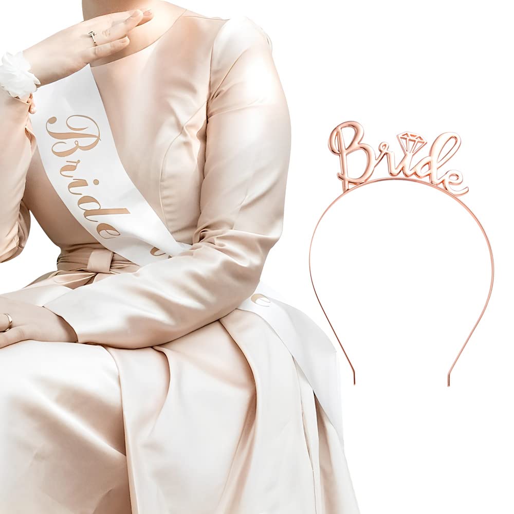 Guqqeuc Bride to Be Sash & Tiara Headband Set - Bachelorette Party Favors, Bridal Shower Decor Kit, Engagement Party Supplies - Perfect for Wedding Showers, Girls' Night Out & Pre-Wedding Celebrations