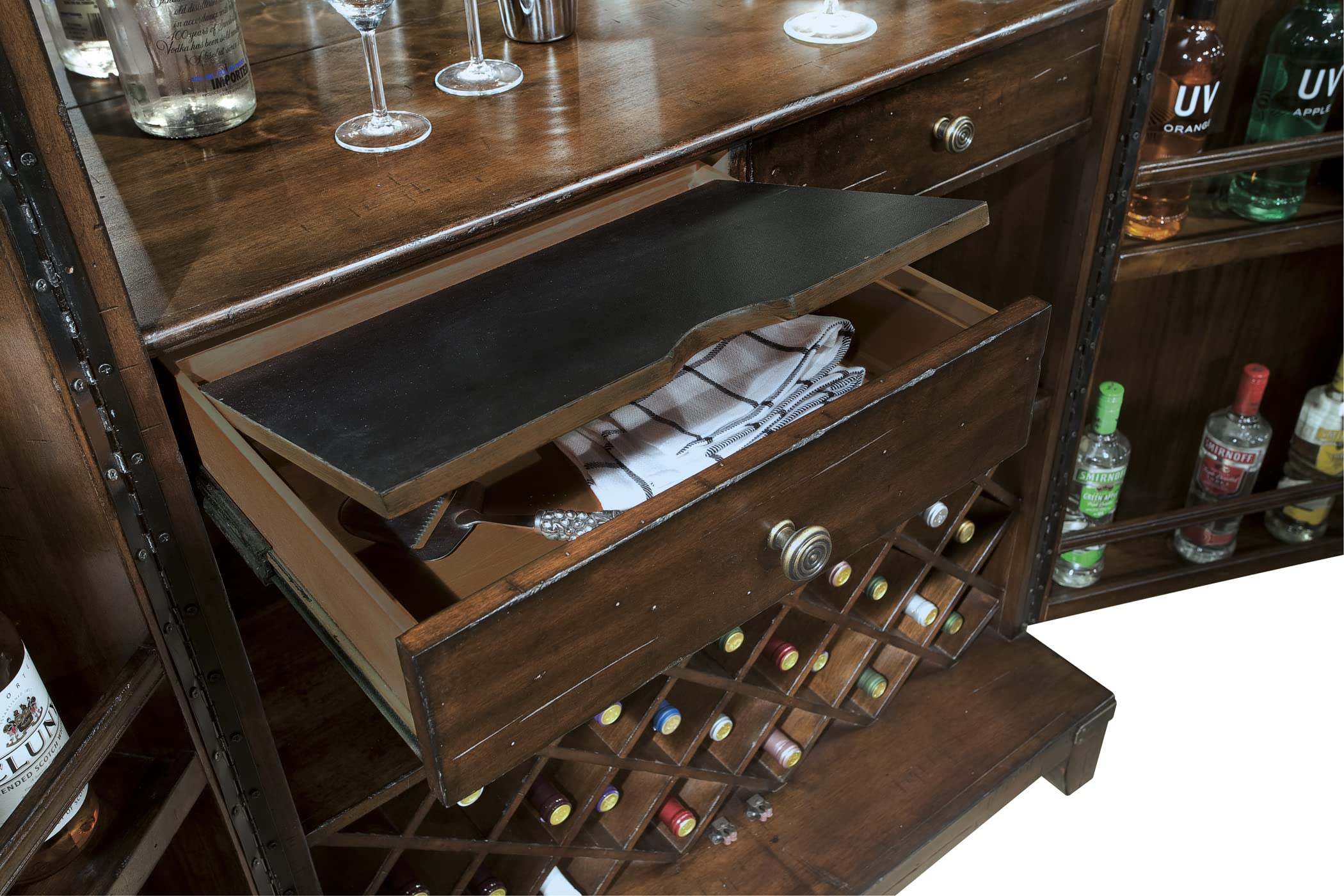 Howard Miller Morgan Wine & Bar Cabinet 547-307 - Solid Wood Home Bar Storage Furniture for Wine Bottles, Glasses & Accessories - Perfect for Dining Room, Living Room or Home Bar Setup